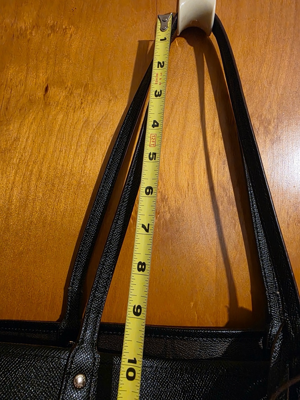Coach Black Saffiano Tote with Gold Logo - Picture 4 of 15